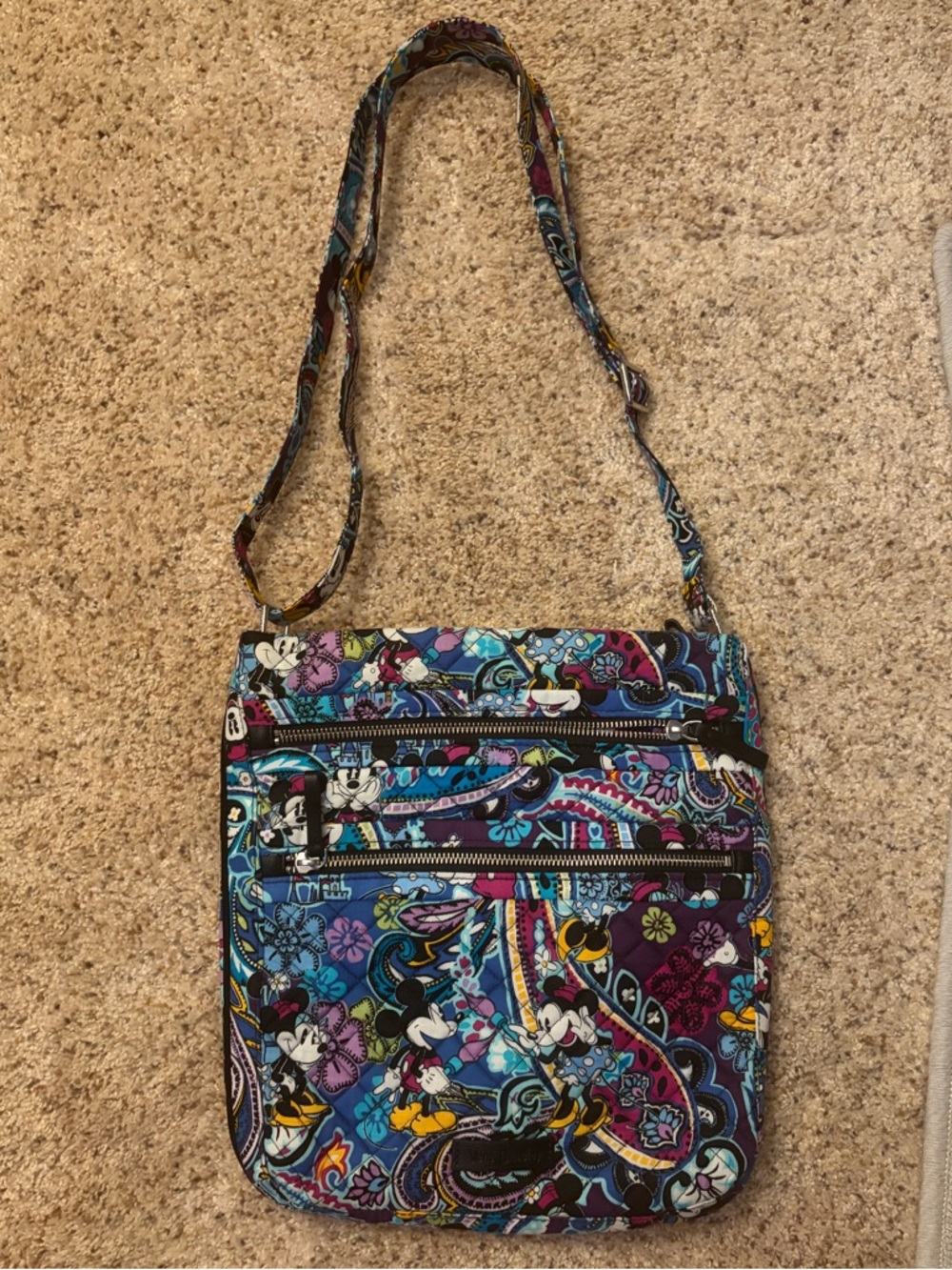 Vera Bradley Disney Mickey's Paisley Celebration Triple Zip Hipster Crossbody